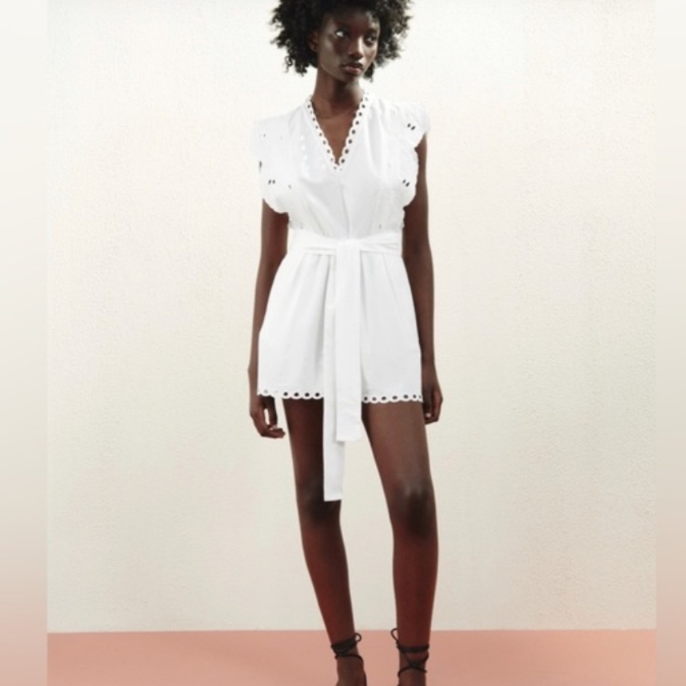 ZARA Embroidered Romper with belt